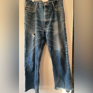 100% Cotton Distressed Vintage Remade Levi’s 505 Vintage 33x25 ~Women's 12